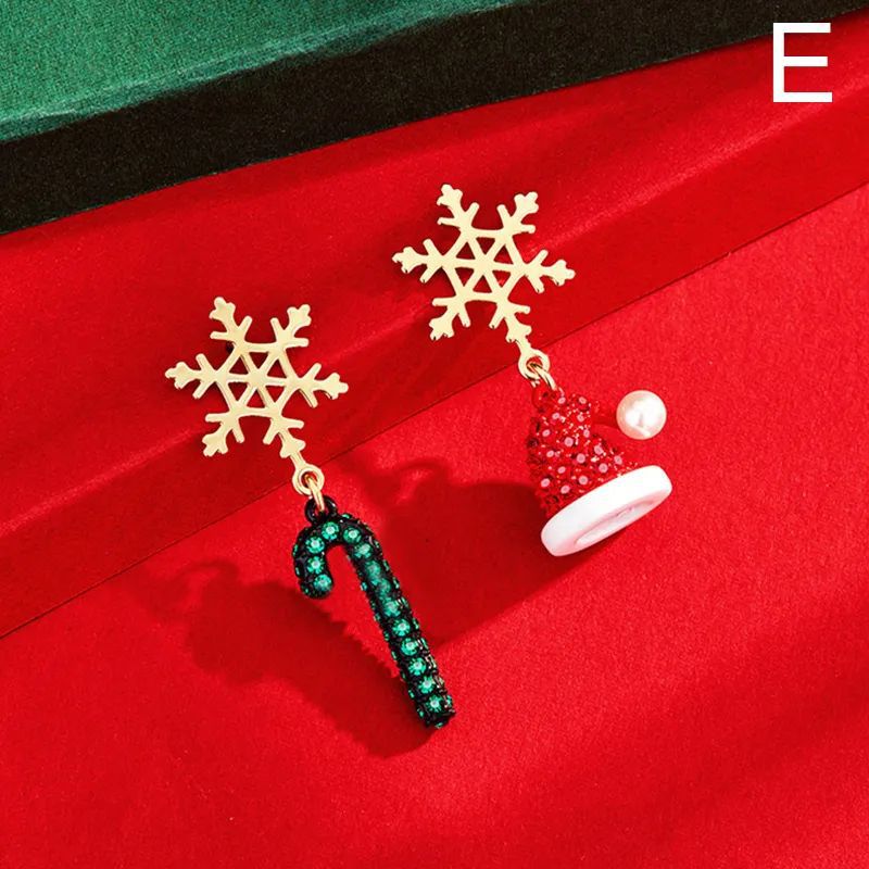 Christmas Bowknot Red Pendant Earrings Asymmetric - Image 9