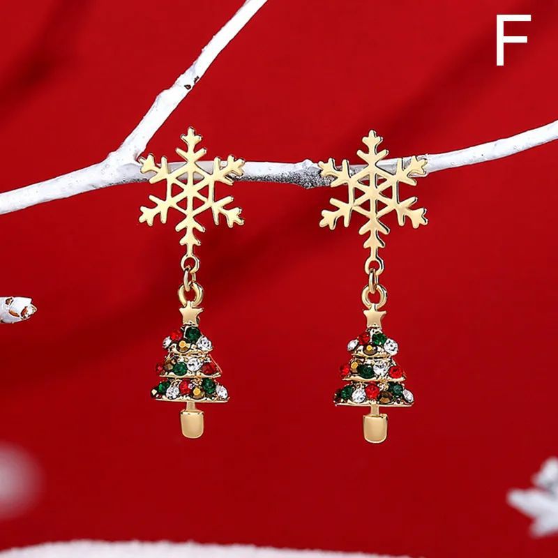 Christmas Bowknot Red Pendant Earrings Asymmetric - Image 6