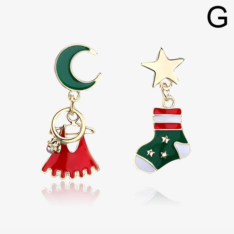 Christmas Bowknot Red Pendant Earrings Asymmetric - Image 25
