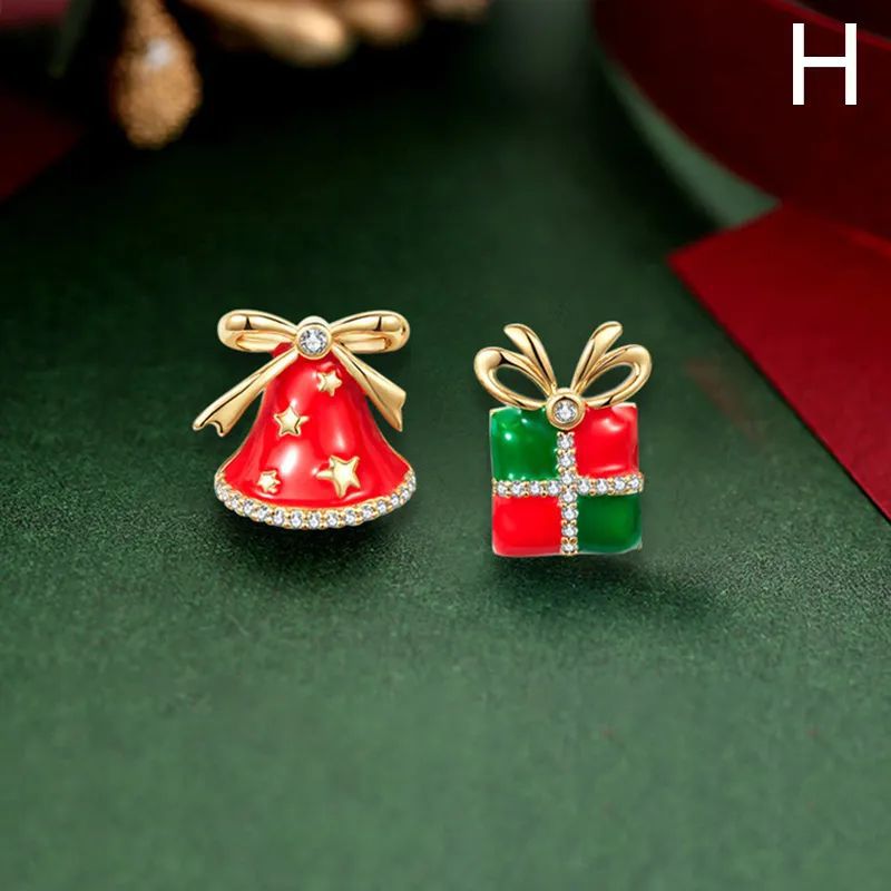 Christmas Bowknot Red Pendant Earrings Asymmetric - Image 7