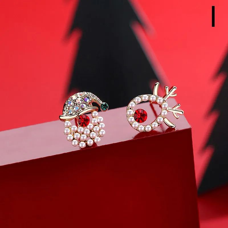 Christmas Bowknot Red Pendant Earrings Asymmetric - Image 18