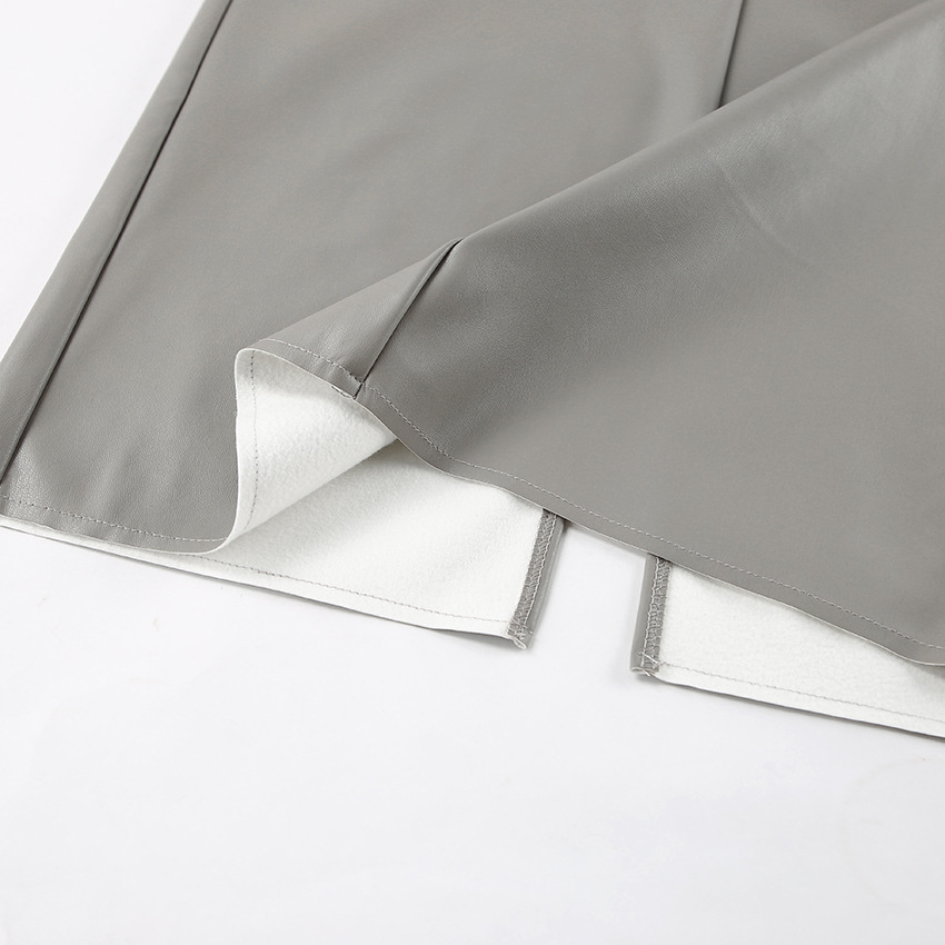 French Fashion Sexy Slit High Waist Leather Straight Skirt