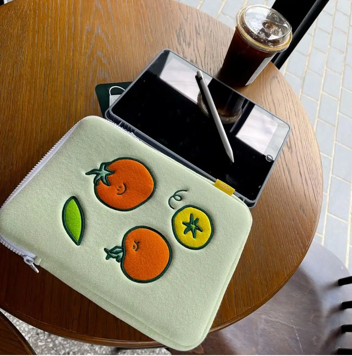 Embroidered Tomato Tablet Inner Bag Notebook