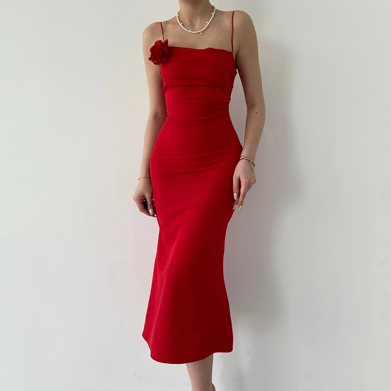 European And American Elegant Slim Flower Sling Dress Women European And American Elegant Slim Flower Sling Dress Women