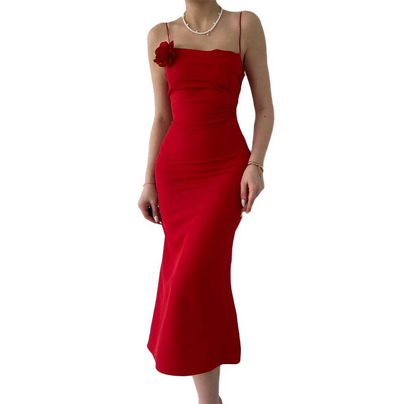 European And American Elegant Slim Flower Sling Dress Women European And American Elegant Slim Flower Sling Dress Women