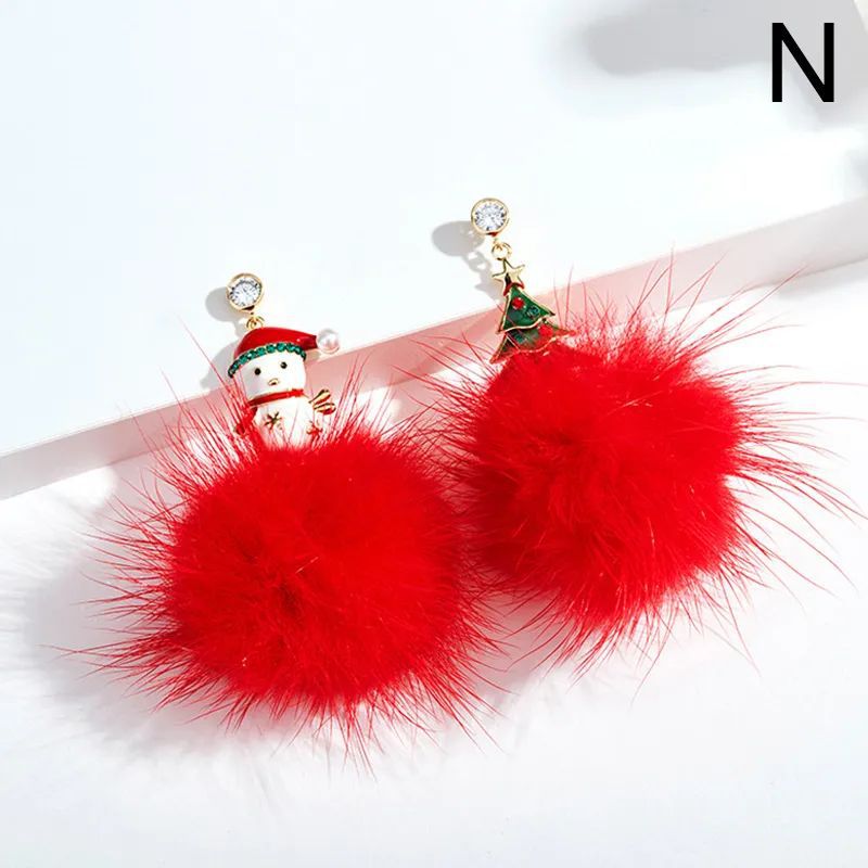 Title 2, Christmas Bowknot Red Pendant Earrings Asymmetric