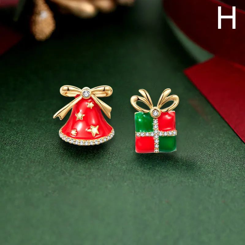 Title 10, Christmas Bowknot Red Pendant Earrings Asymmetric