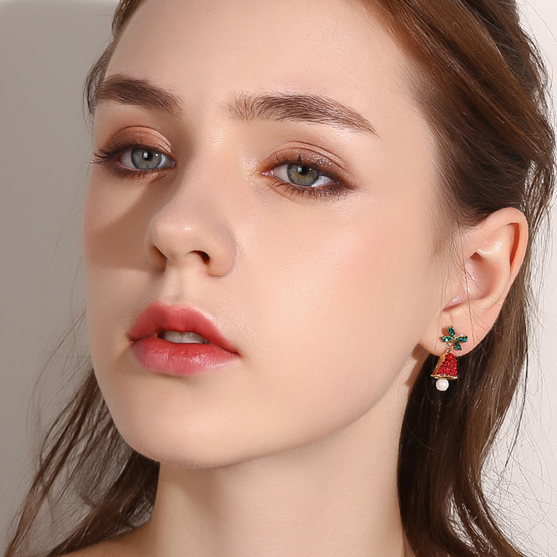 Title 16, Christmas Bowknot Red Pendant Earrings Asymmetric