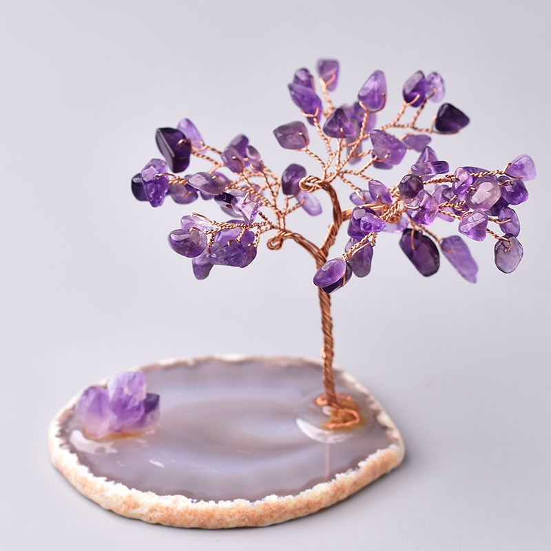 Title 2, Natural Crystal Gravel Lucky Tree Ornaments Aga...