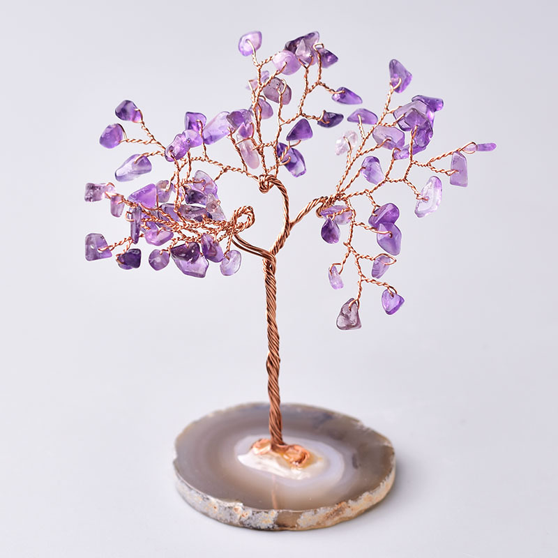 Title 4, Natural Crystal Gravel Lucky Tree Ornaments Aga...