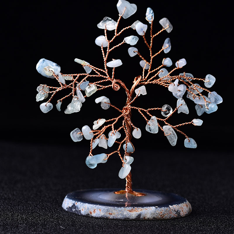 Title 5, Natural Crystal Gravel Lucky Tree Ornaments Aga...