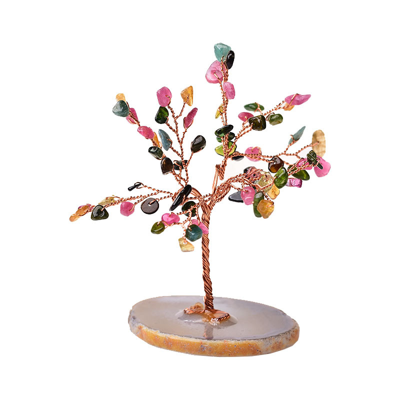 Title 6, Natural Crystal Gravel Lucky Tree Ornaments Aga...