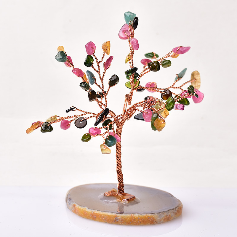 Title 8, Natural Crystal Gravel Lucky Tree Ornaments Aga...