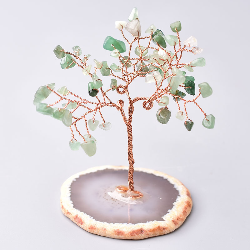 Title 10, Natural Crystal Gravel Lucky Tree Ornaments Aga...