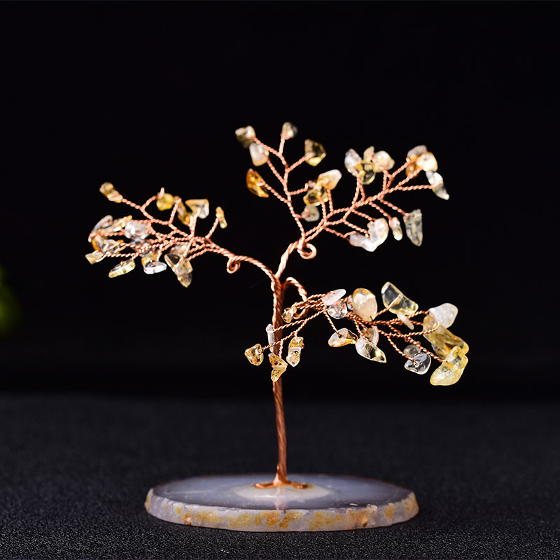 Title 12, Natural Crystal Gravel Lucky Tree Ornaments Aga...