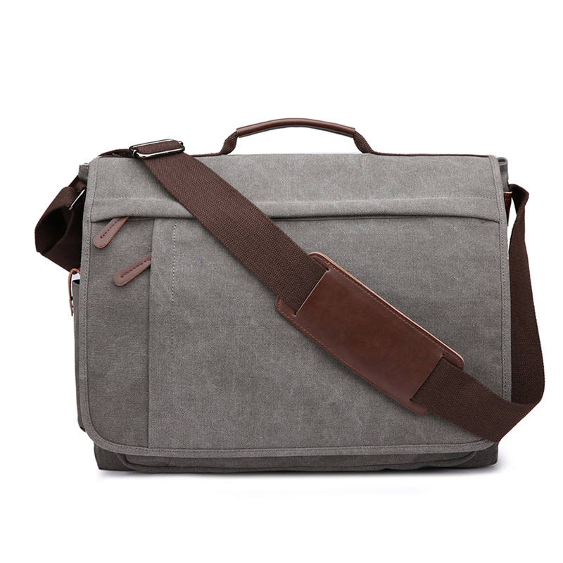 Mugu Canvas Men's Shoulder Messenger Bag Practical Business Computer - Image 6