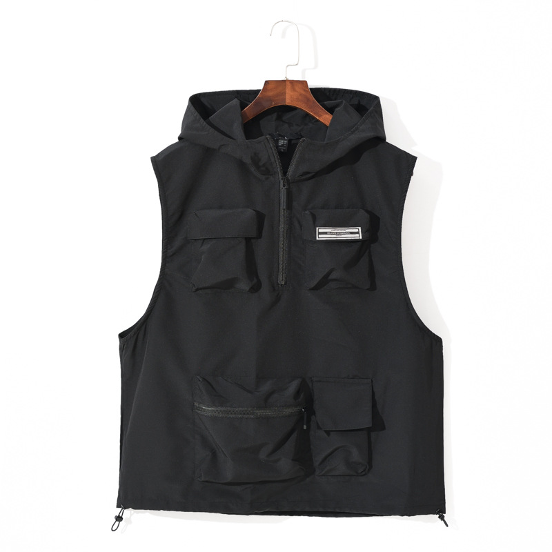 Title 2, Thin Type Tooling Casual Hooded Sleeveless Vest...