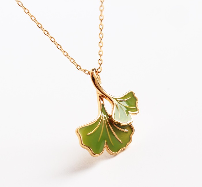 Autumn New Enamel Drip Glazed Three-dimensional Multi-layer Ginkgo Leaf Pendant Women's Graceful And Fashionable Necklace