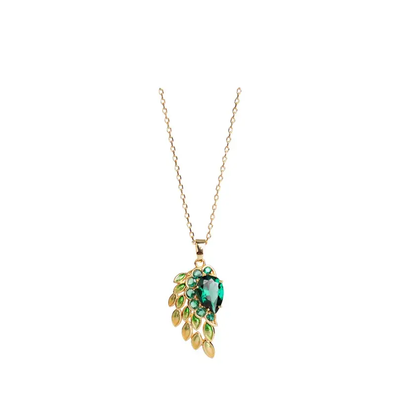 Autumn And Winter New Angel Green Wings Element Clavicle Chain Necklace Sweater Chain For Women