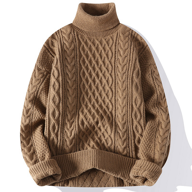 Title 4, Vintage Jacquard Turtleneck Thick Sweater Men