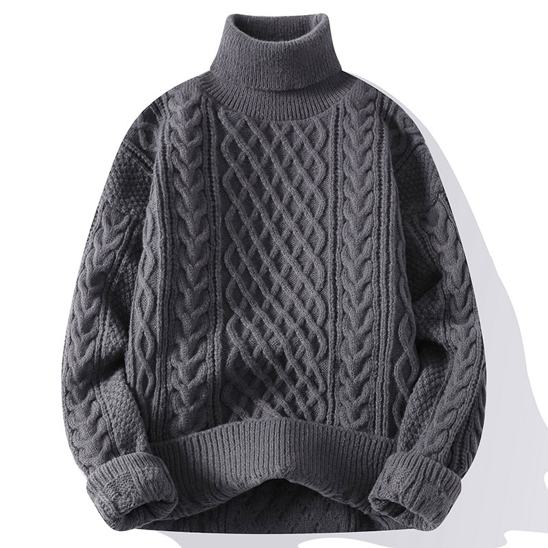 Title 6, Vintage Jacquard Turtleneck Thick Sweater Men