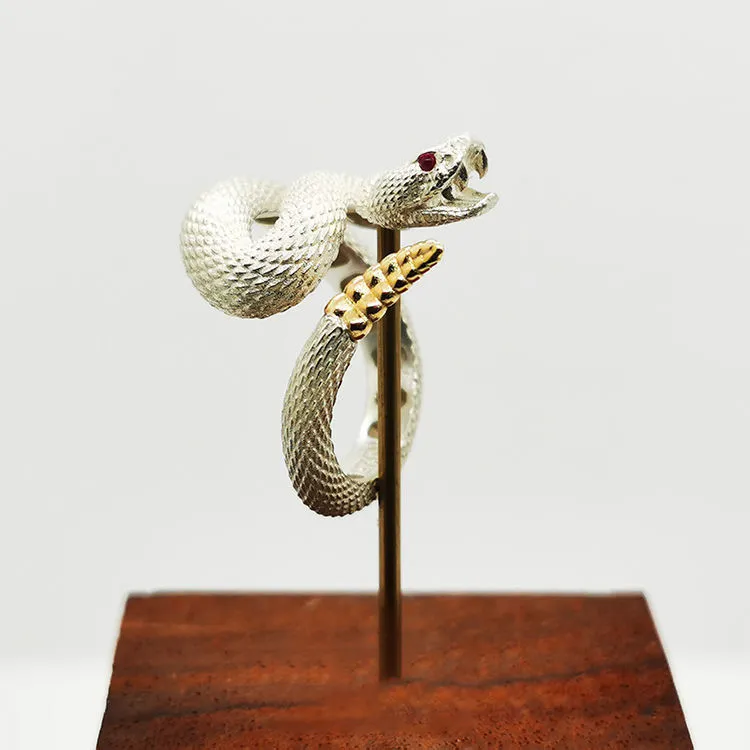 Fashion Jewelry Adjustable Snake Ring For Men Women Fashion Exquisite Punk Black White Rattlesnake Couple Ring Gothic Luxury Jewelry Gift