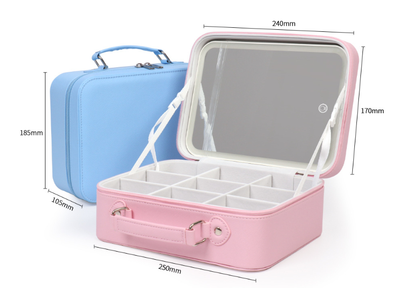 Title 1, Portable Cosmetic Bag Suitcase With Mirror