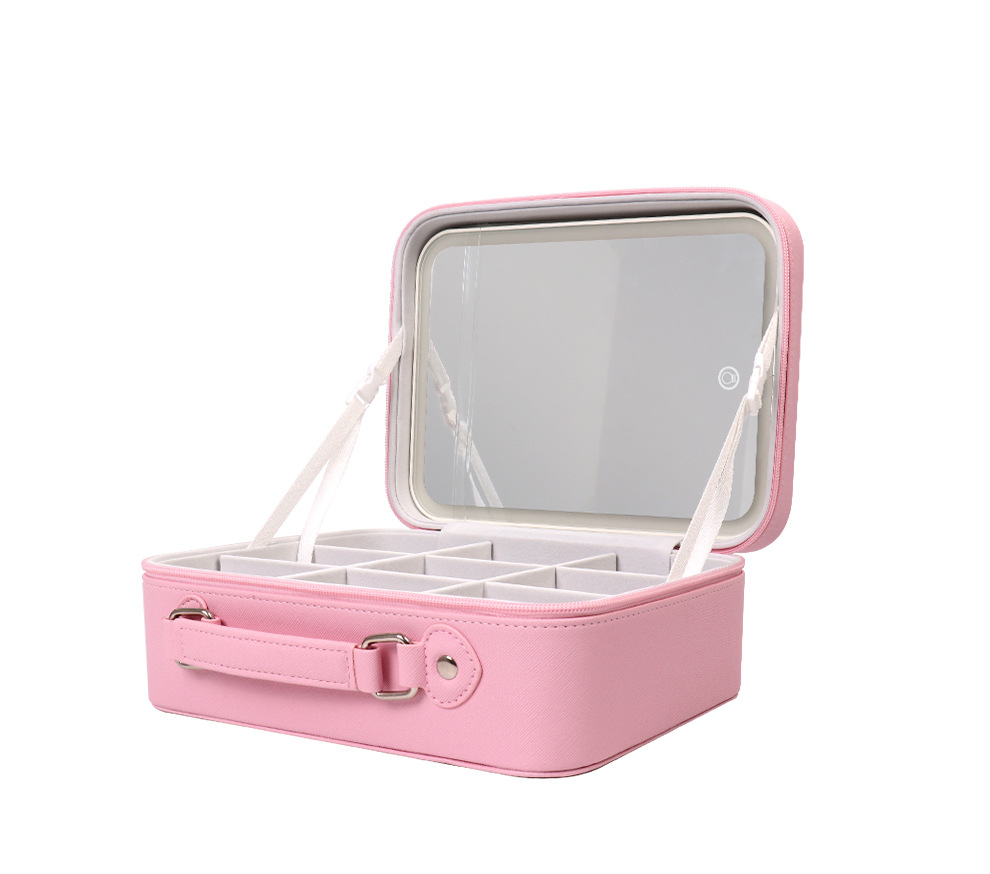 Title 3, Portable Cosmetic Bag Suitcase With Mirror