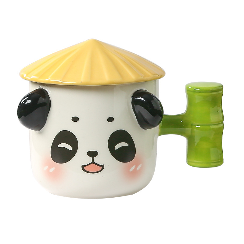 Title 4, Cute Panda Ceramic Cup For Girls With Lid Milk ...