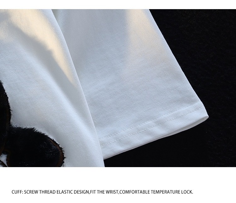 Japanese-style Retro Sleepy Cat Flocking Short Sleeve