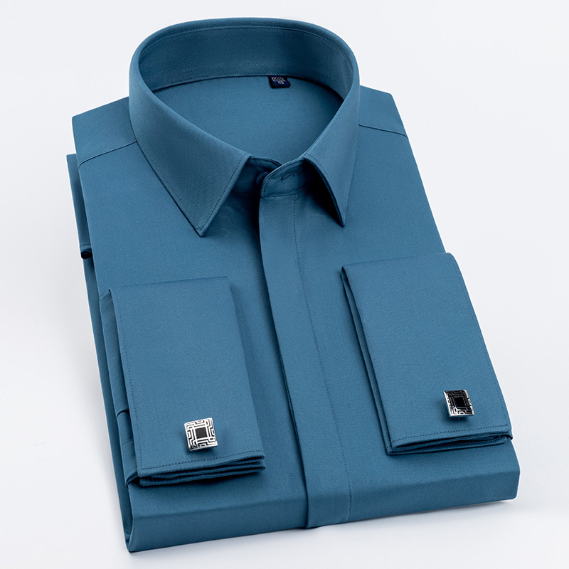 French Cufflinks Shirt Bamboo Fiber Long Sleeve Shirt