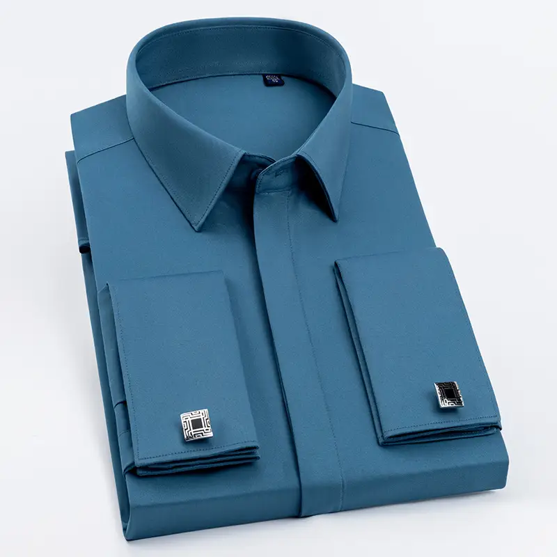 French Cufflinks Shirt Bamboo Fiber Long Sleeve Shirt