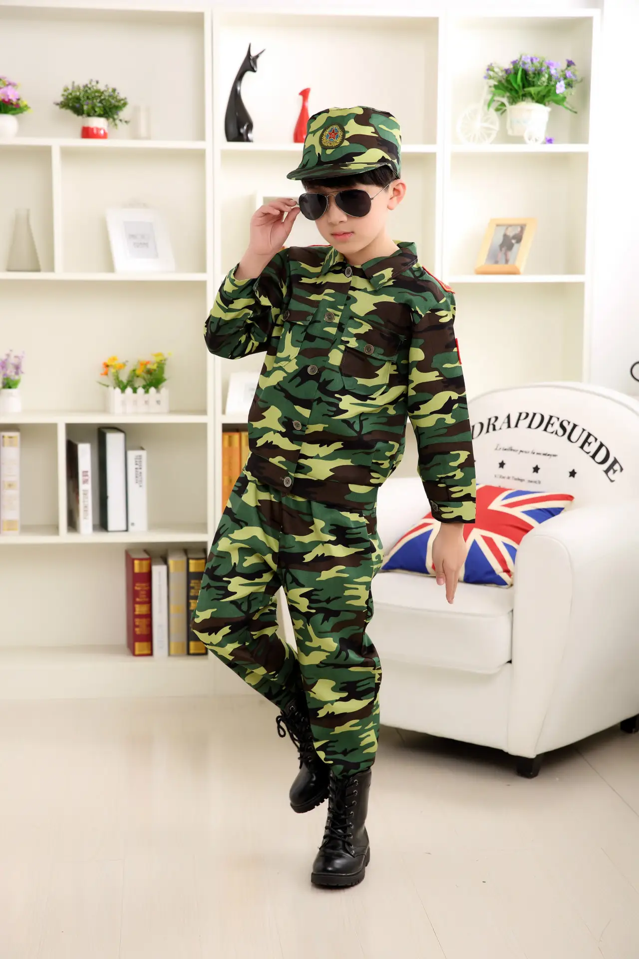 Children's Camouflage Uniform Military Training Performance Costume Dance Training Clothes Outfit