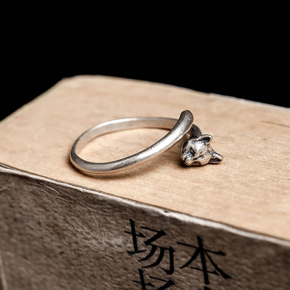 S925 Silver Creative Cute Simple Kitty Ring