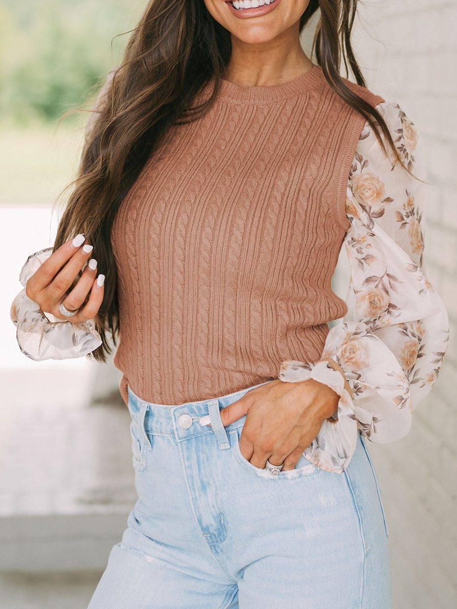 Women's Ruffled Long-sleeved Top Knitted Sweater