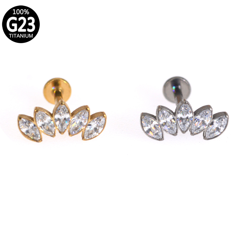 Title 4, G23 Titanium Alloy Piercing Jewelry Diamond Inl...