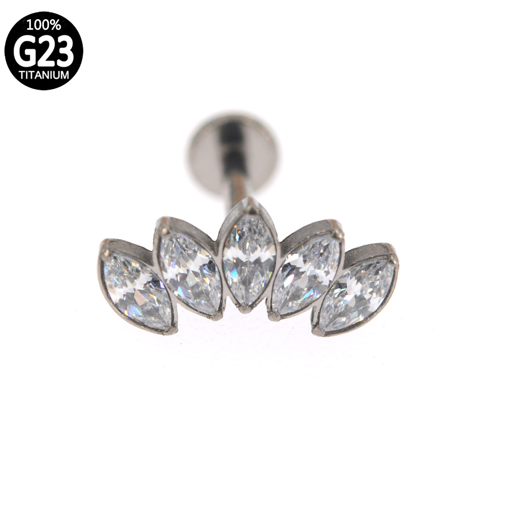 Title 5, G23 Titanium Alloy Piercing Jewelry Diamond Inl...