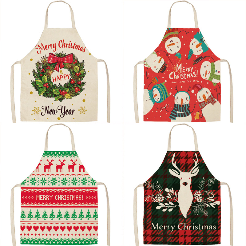 Title 2, Christmas Apron Linen Oil-proof Anti-fouling Gi...