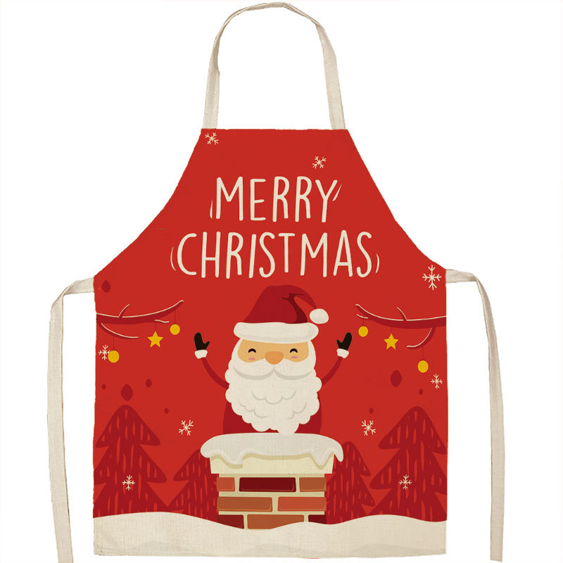 Title 3, Christmas Apron Linen Oil-proof Anti-fouling Gi...