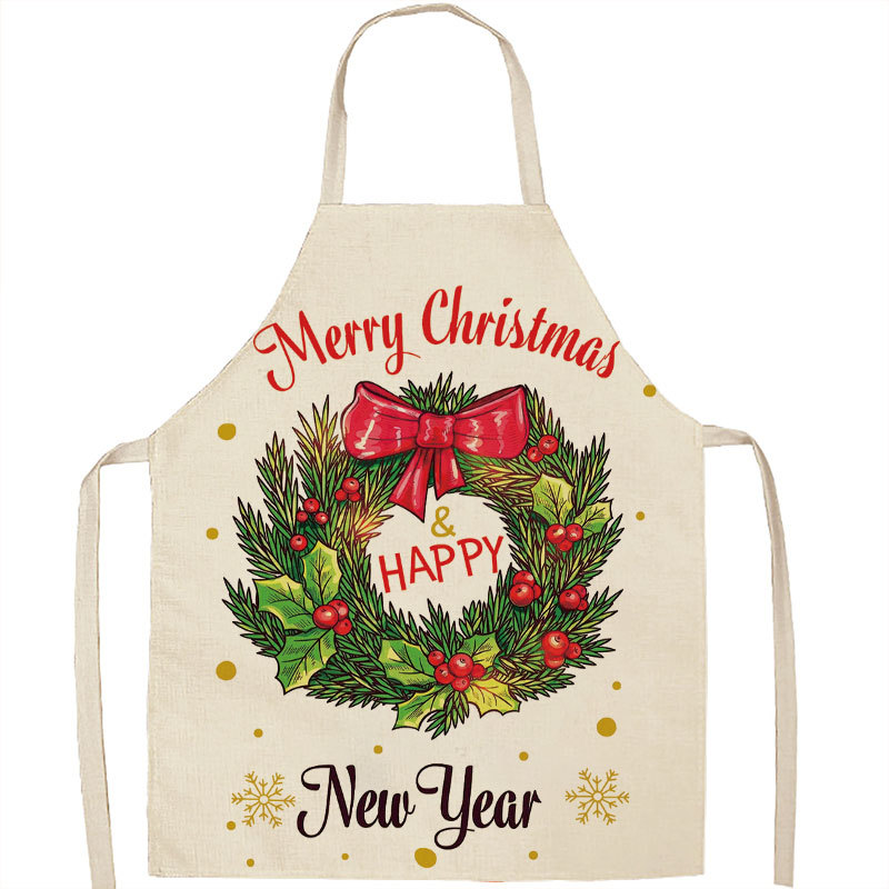 Title 7, Christmas Apron Linen Oil-proof Anti-fouling Gi...