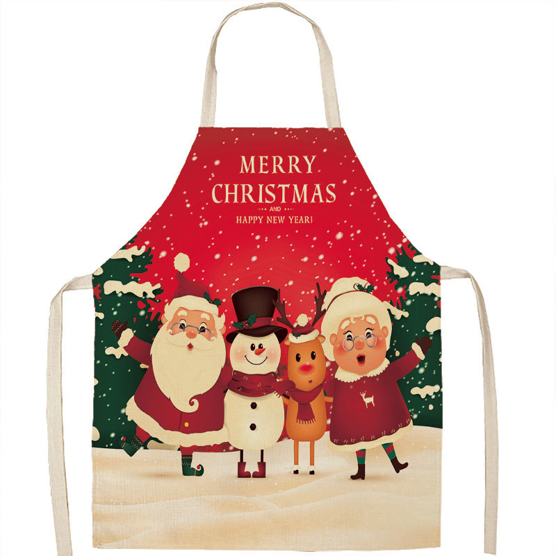 Title 9, Christmas Apron Linen Oil-proof Anti-fouling Gi...