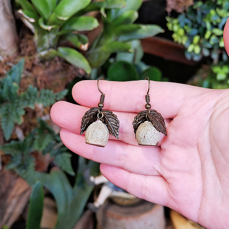 European And American Retro Mori Style Flower And Leaf Fruit Wooden Natural Ethnic Style Tassel Earrings