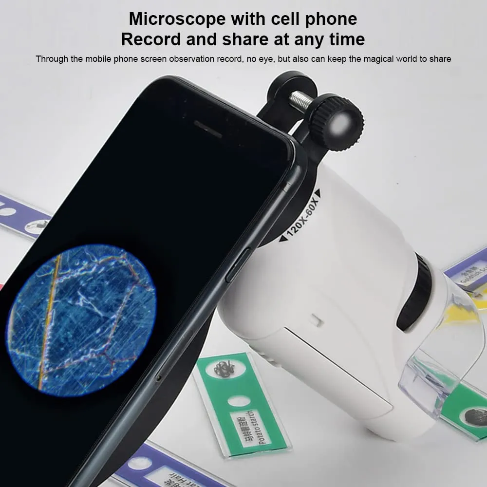 Pocket Microscope For Kids, Portable Handheld Mini Microscope Toy, Kids Microscope With LED Light 60X-120X, Halloween, Christmas And Thanksgiving Day Gift – image 8
