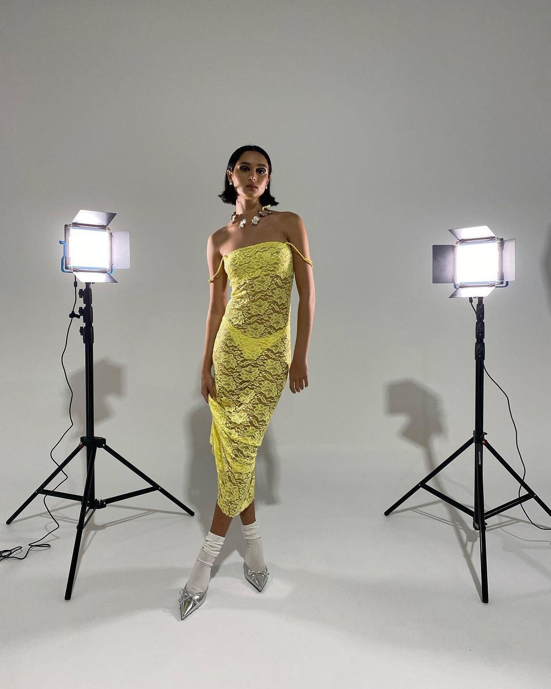 Sling Lace See-through Slim-fit Sheath Dress