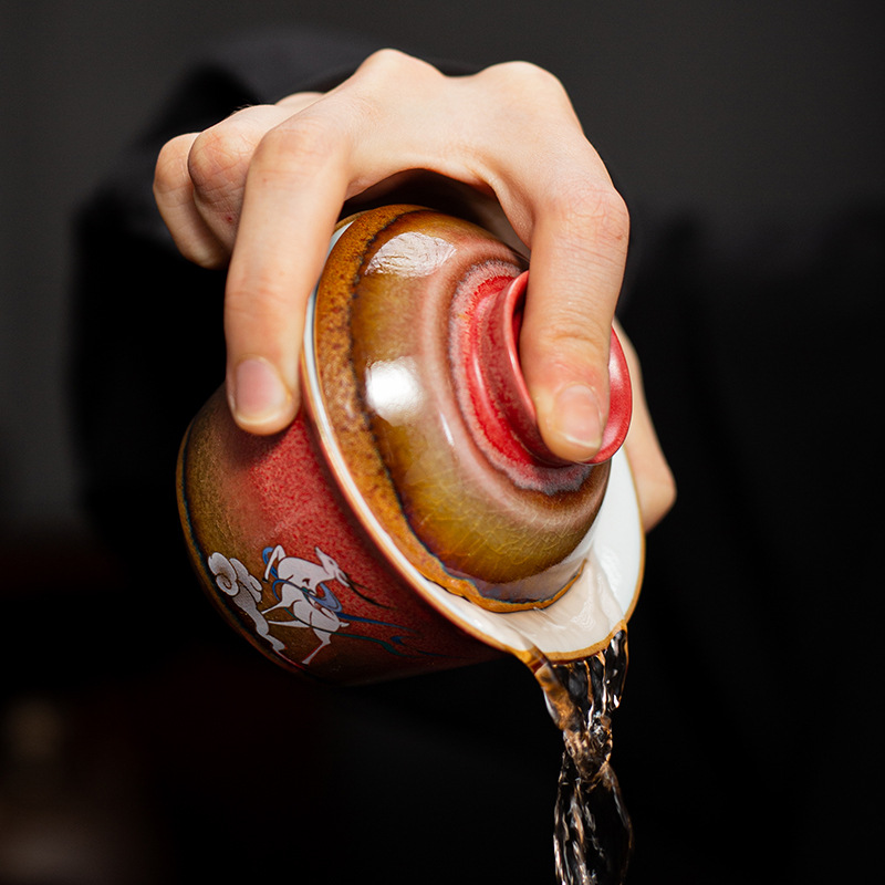 Japanese Style Kiln Baked Nuevedeer Sancai Household Large Kung Fu Tea Set