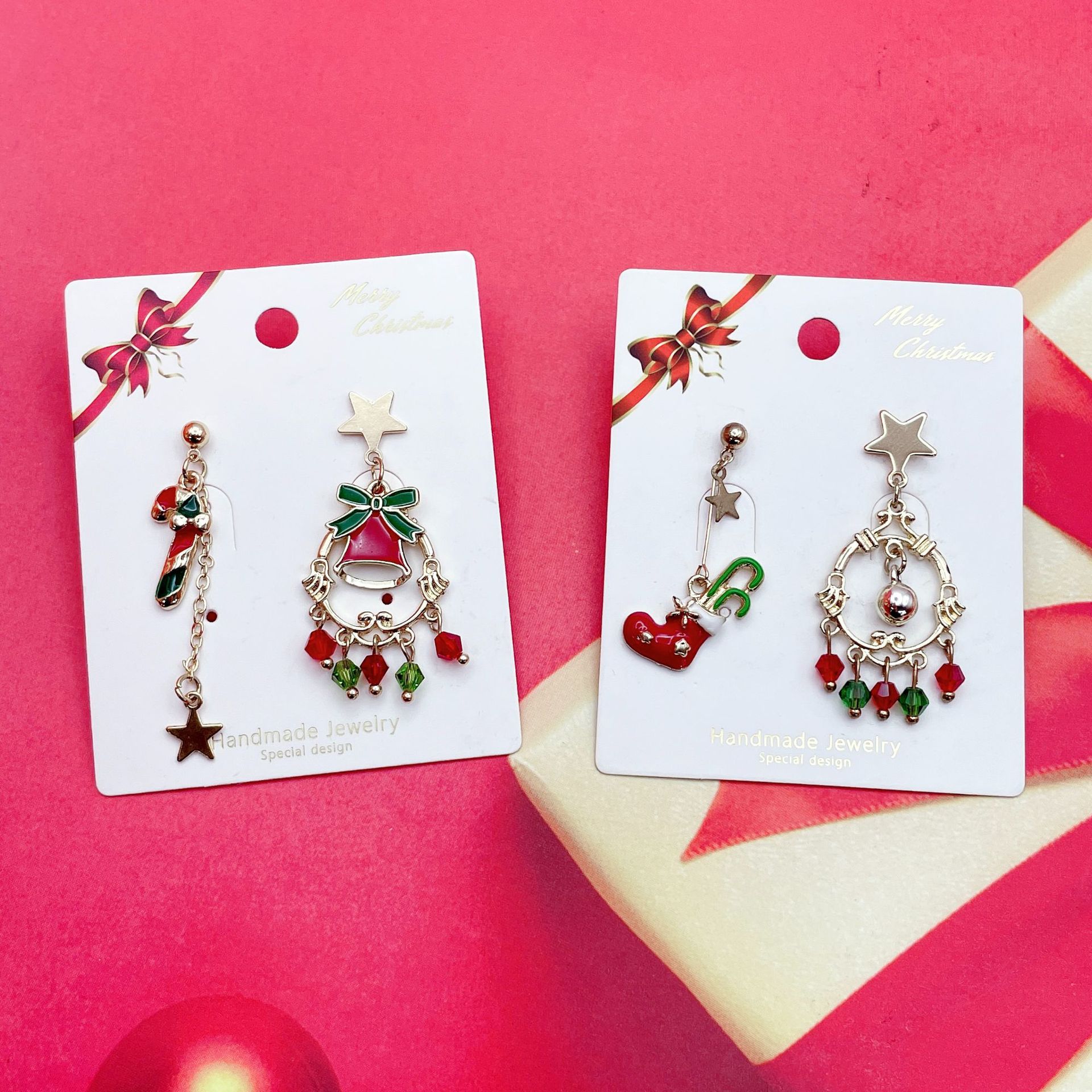 Christmas Gift Ear Rings Bell Garland Beaded Girl