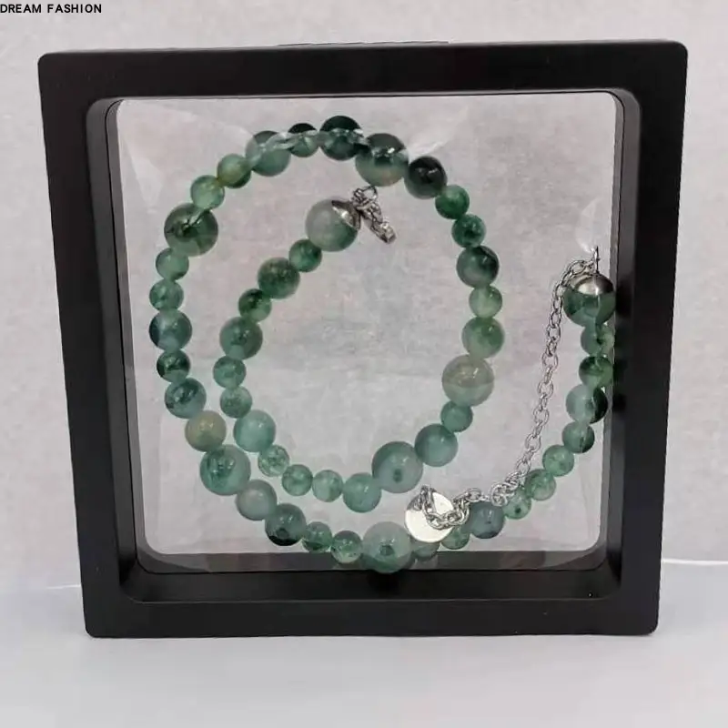 Chinese Patterned Irregular Jade Round Bead Collarbone Necklace