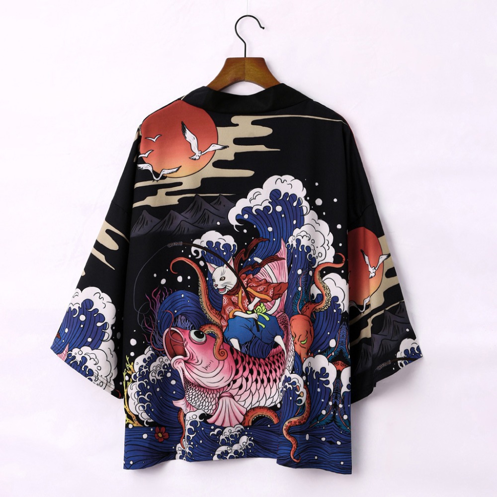 Title 5, National Style Creative Kimono Cloak Printed Ca...