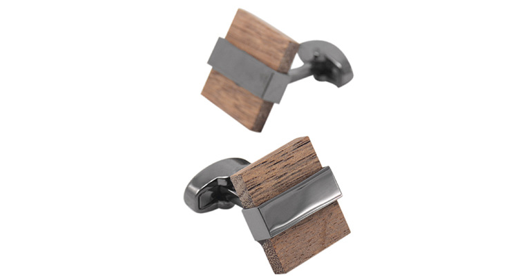 Title 2, European And American Square Wooden Cufflinks M...