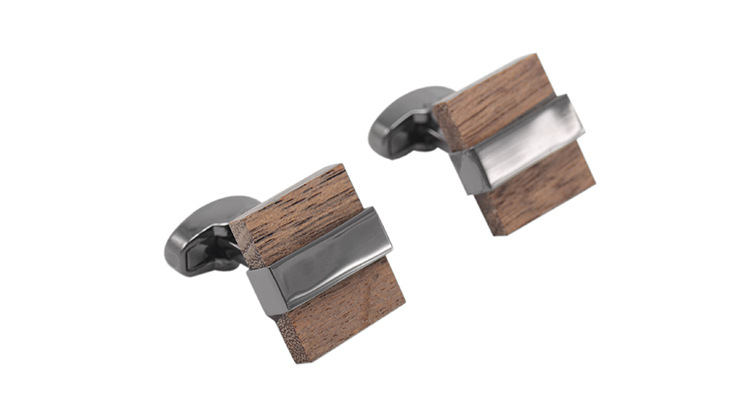 Title 3, European And American Square Wooden Cufflinks M...